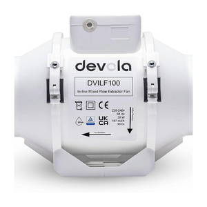 Devola 100mm In-Line Mixed Flow Extractor Fan - DVILF100