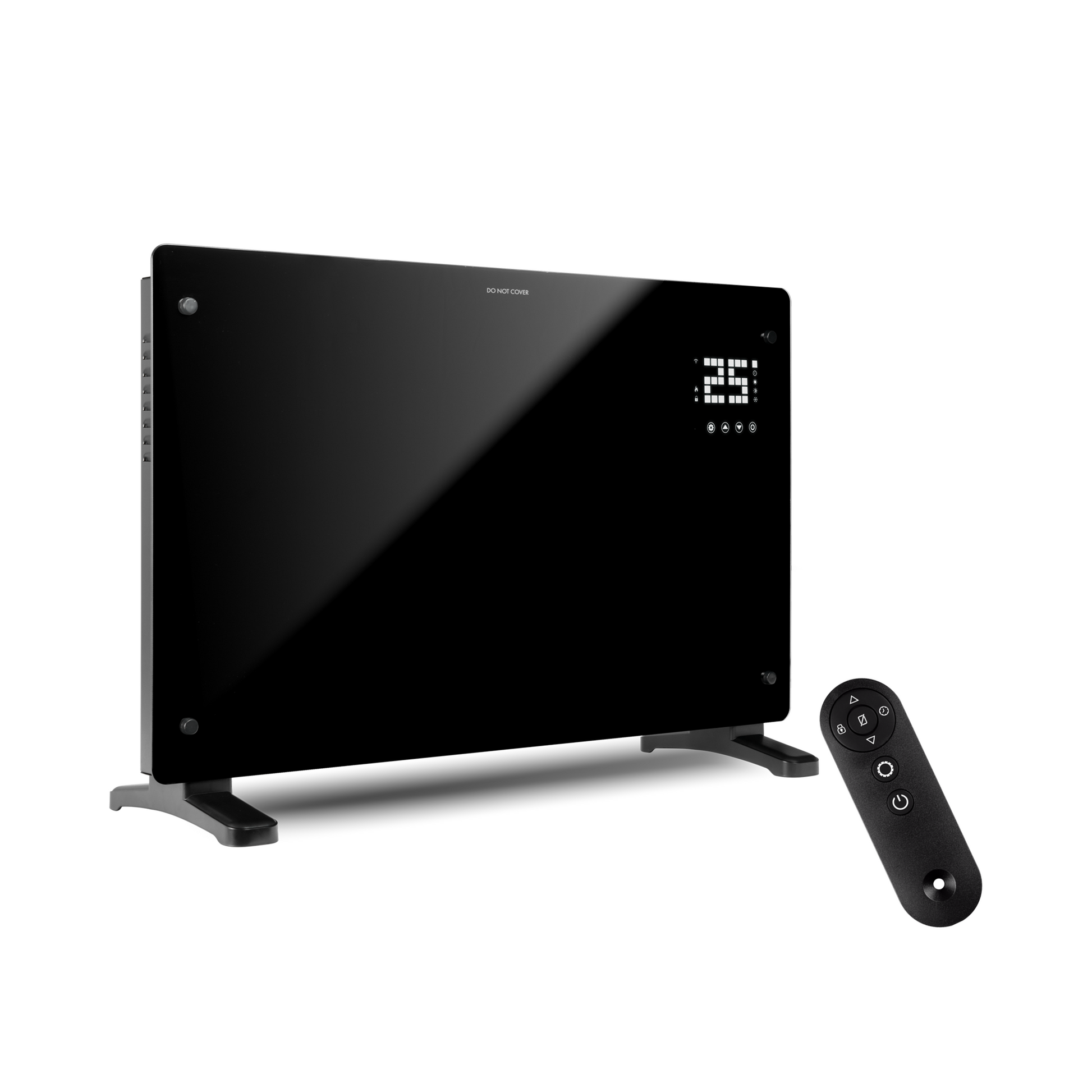 Devola Designer 2kW Smart Glass Panel Heater with Timer Black - DVPW2000B