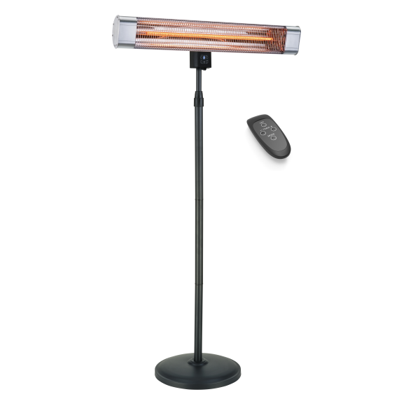 Devola Platinum 2.4kW Stand Mounted Patio Heater with Remote Control IP65 - Silver - DVPH24PSMSL, Image 1 of 1