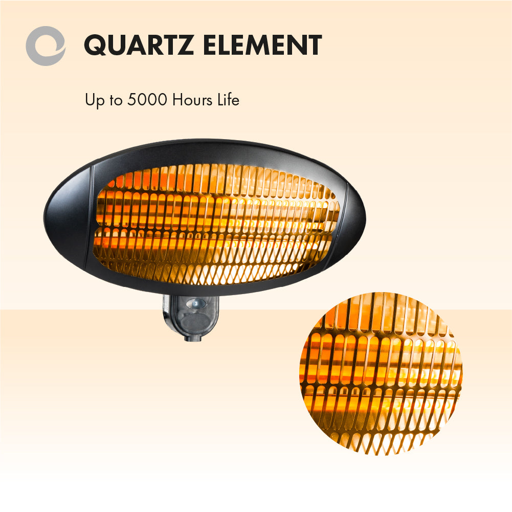 Devola Core 2kW Wall Mounted Patio Heater Oval with Remote DVRPH20WM