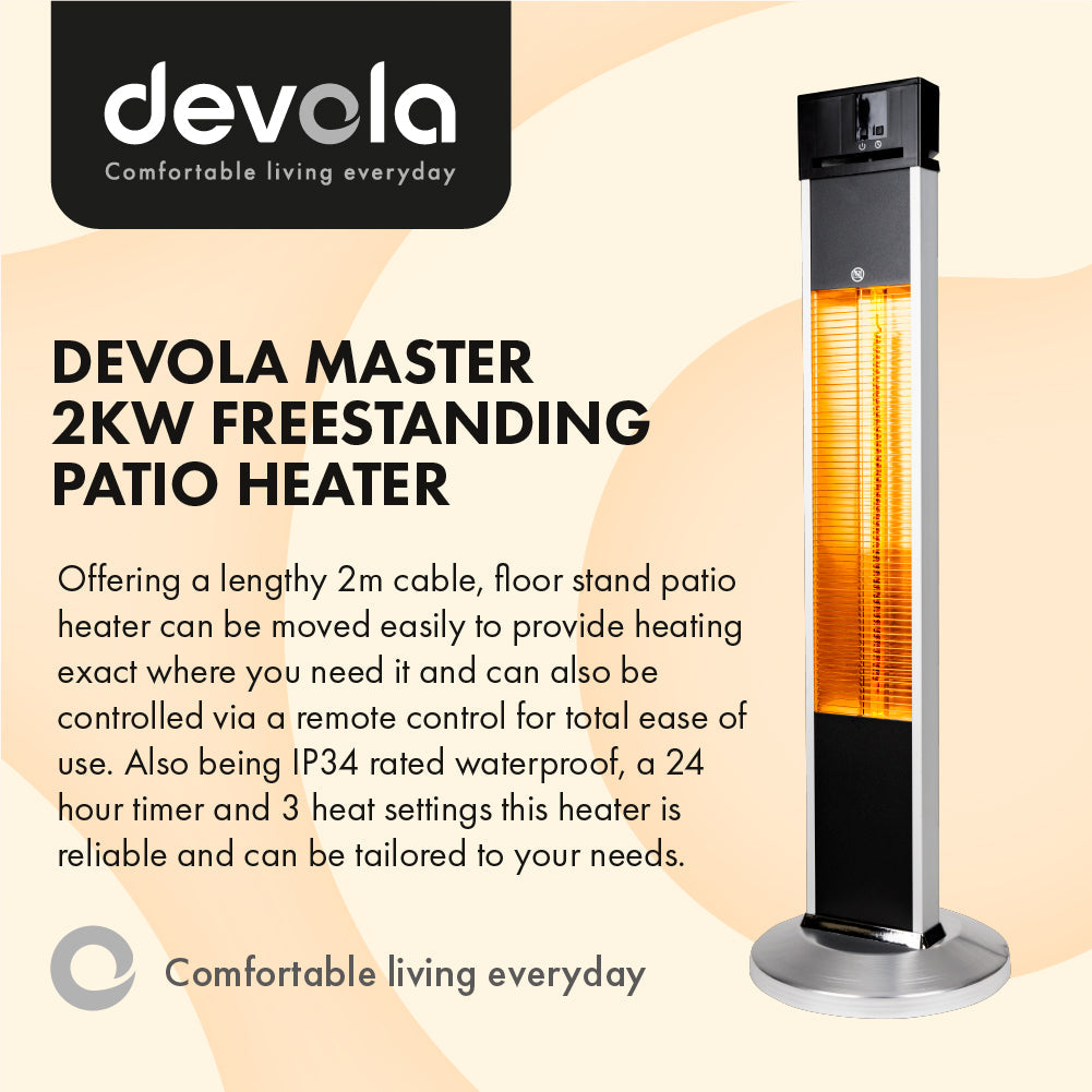 Devola Master 2kW Freestanding Patio Heater with Remote Control - DVXS –  Devola.co.uk