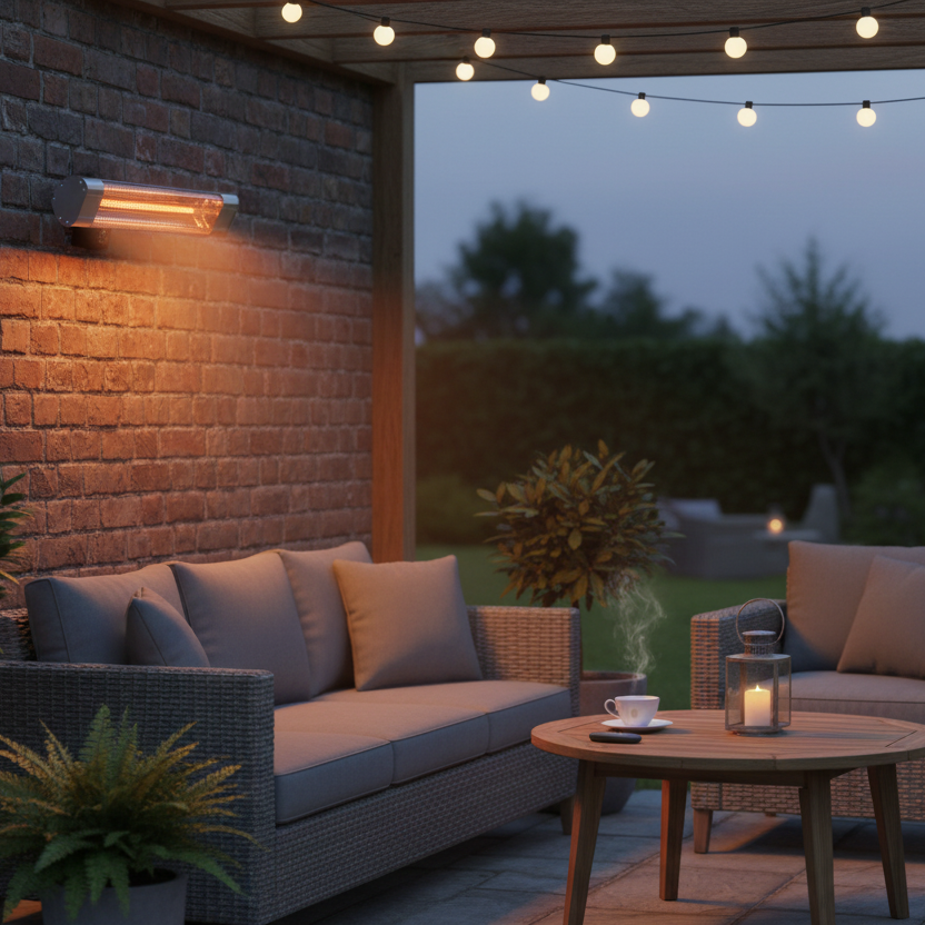 Devola Platinum 1.8kW Infrared Wall Mounted Patio Heater - Silver - DVPH18PWMSL