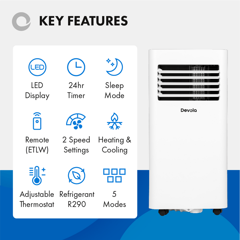 Devola Portable Air Conditioner with Wifi and Window Kit - 9000BTU - White - DVAC09CW, Image 6 of 12