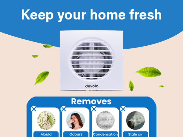 Devola 100mm Axial Bathroom Extractor Fan with Humidity Sensor - DVF100H, Image 7 of 8