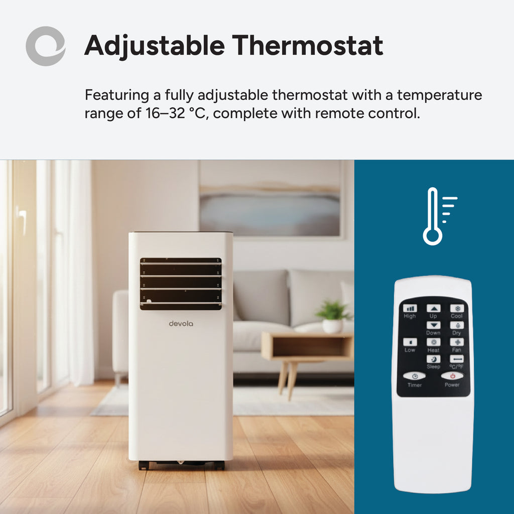 Devola Portable Air Conditioner with Wi-Fi and 2x Window kits - 7000 BTU - Cooling - White - DVAC7K