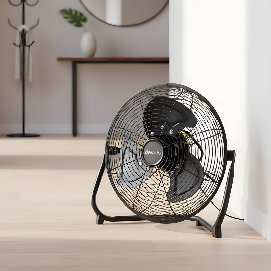 Devola 12 Inch Floor Fan Black - DV12FFB