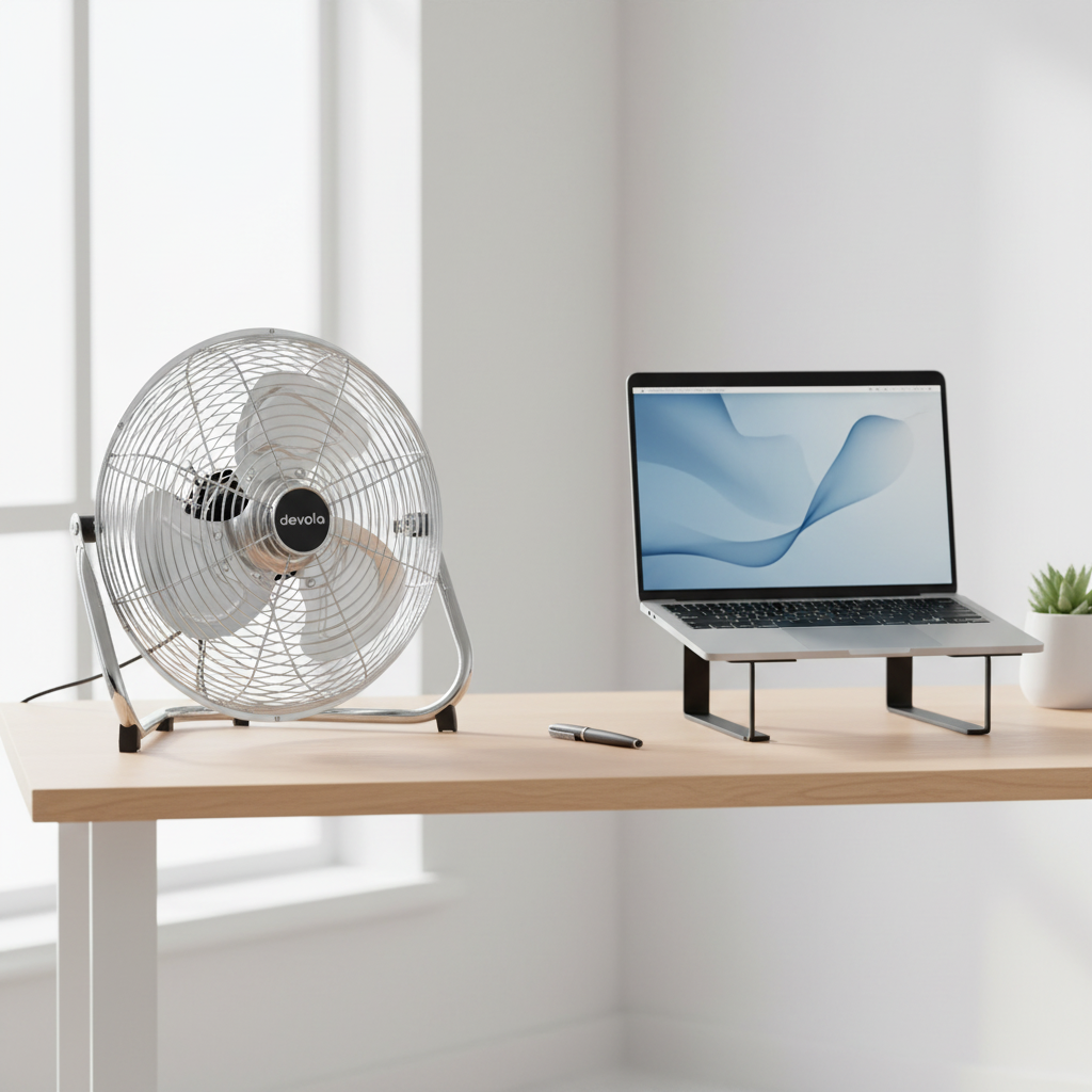 Devola 45W 3 Speed 12-inch DC Floor Fan - Chrome - DV12FFC