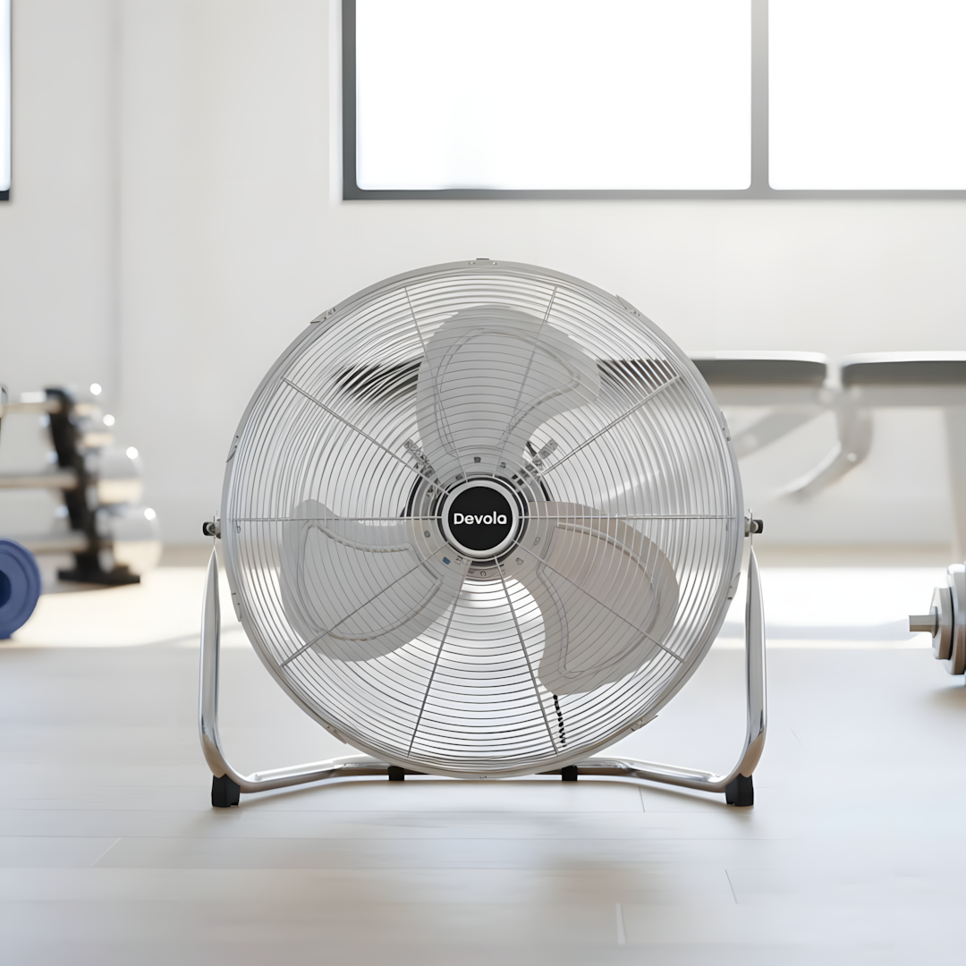 Devola High Power 80W 3 Speed 20-inch DC Floor Fan - Chrome - DV20FFC