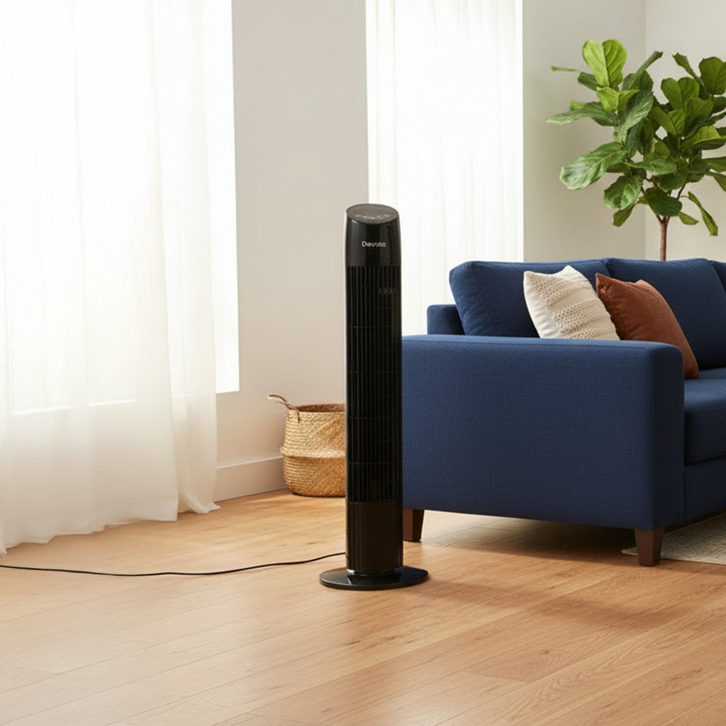 Devola 45W 3 Speed 33-inch Tower Fan With Remote - Black/White - DV33TFBW