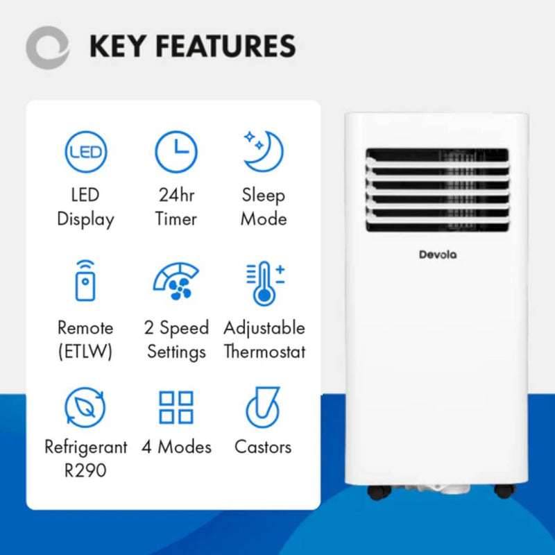 Devola Portable Air Conditioner with Wifi and Window Kit - 9000BTU - White - DVAC09CW, Image 6 of 12