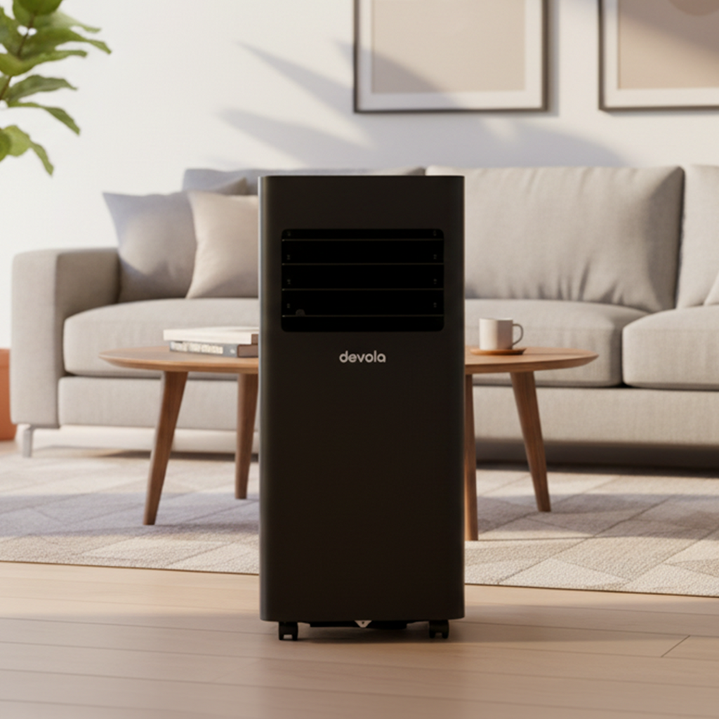 Devola Compact Portable Air Conditioner with Wi-Fi and 2x Window kits - 9000 BTU - Cooling - Black - DVAC9KB
