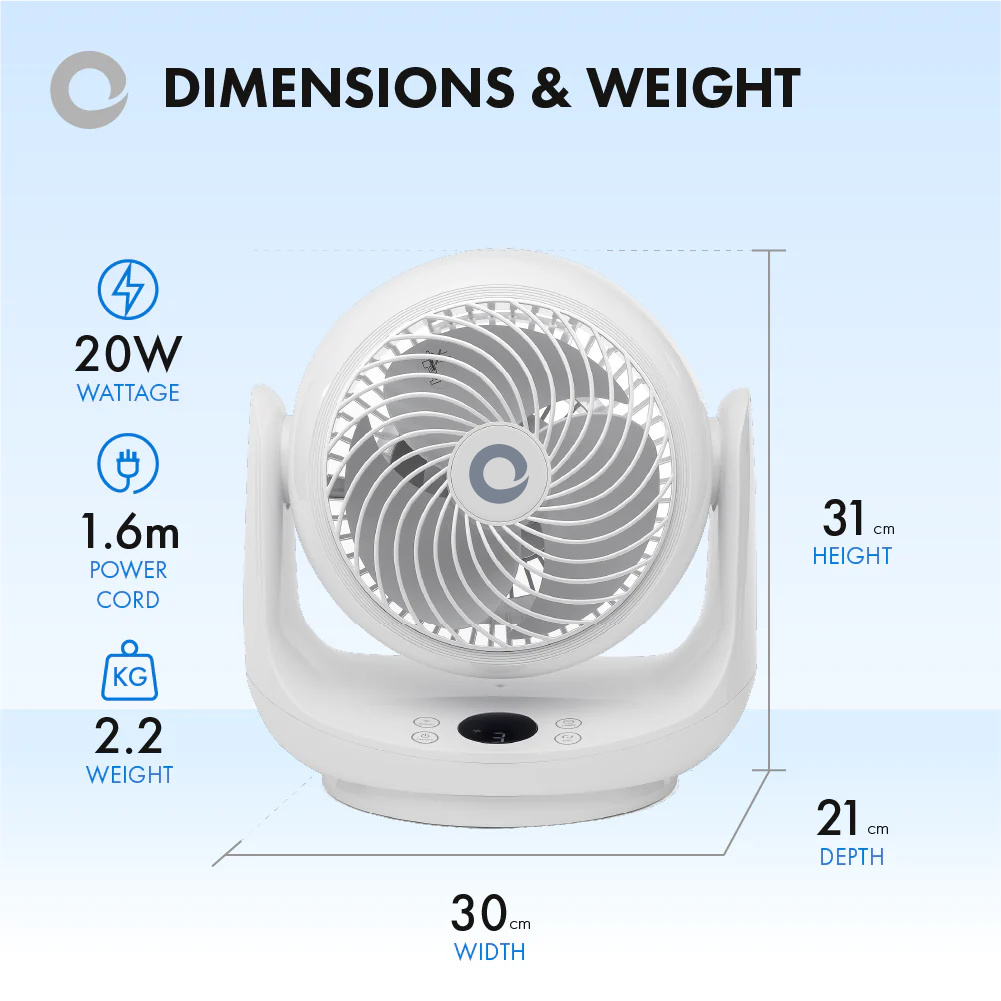 Devola Low Noise DC 9inch Air Circulator Fan White - DVF9DCFAN