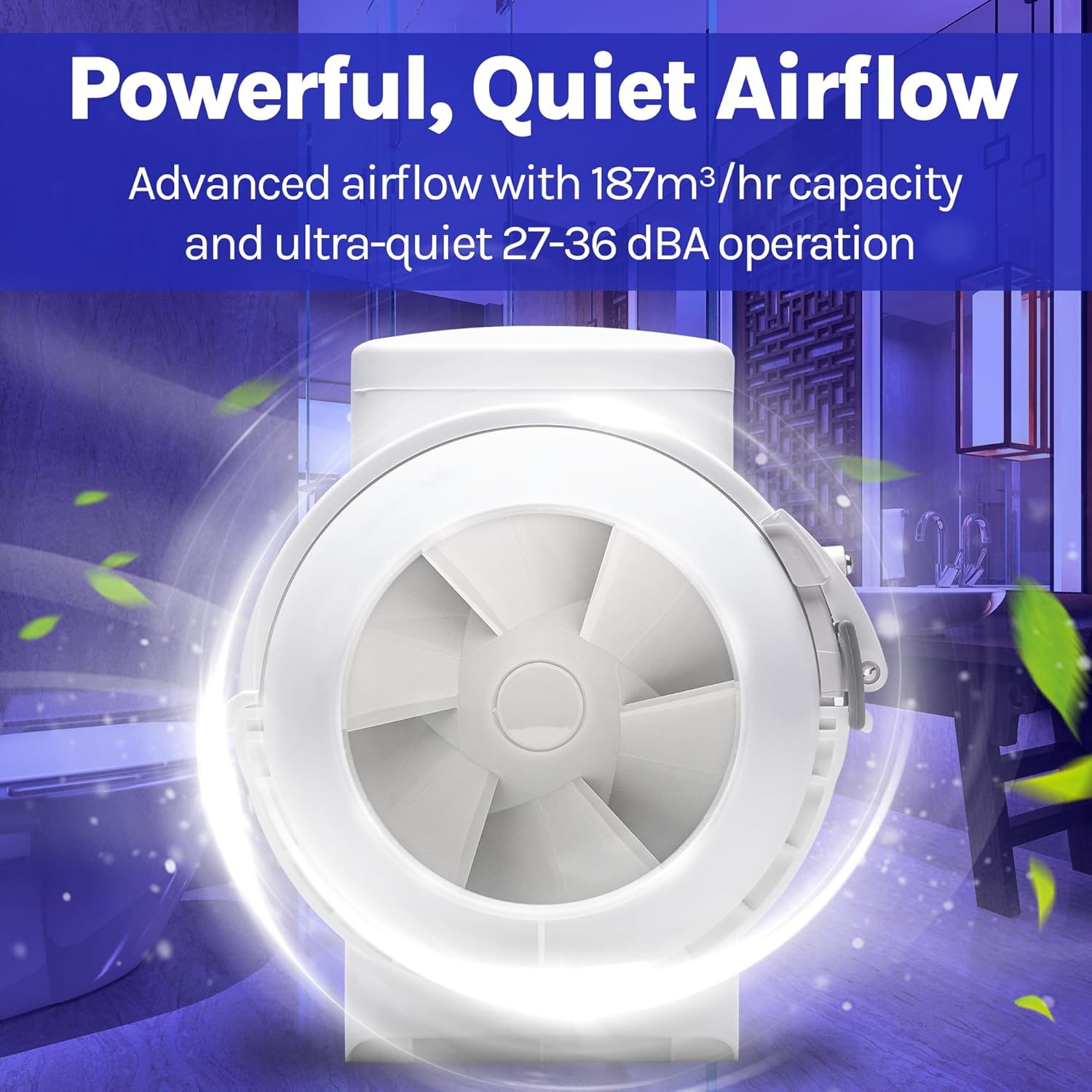 Devola 100mm In-Line Mixed Flow Extractor Fan with Timer - DVILF100T