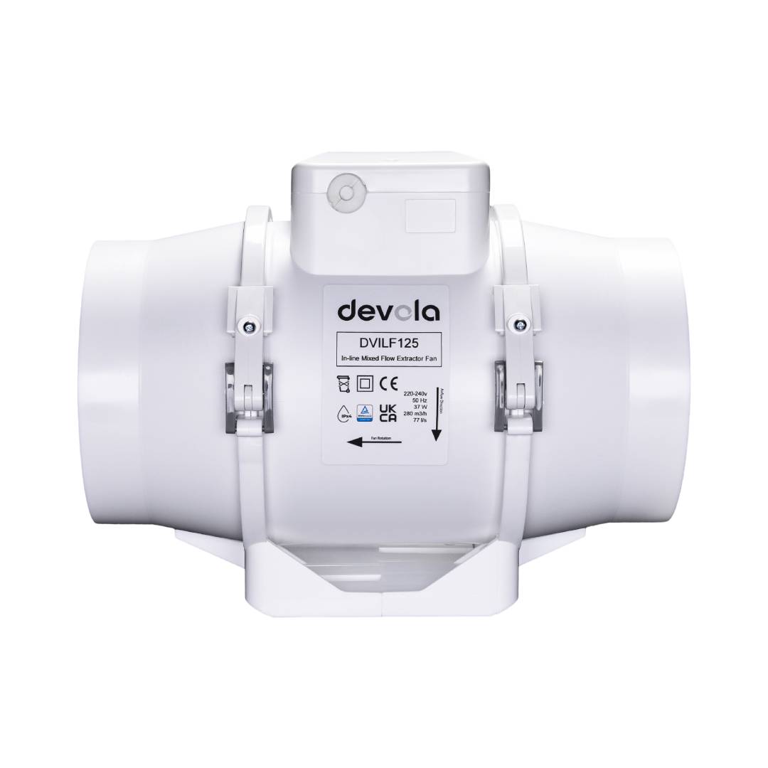 Devola 125mm In-Line Mixed Flow Extractor Fan - DVILF125