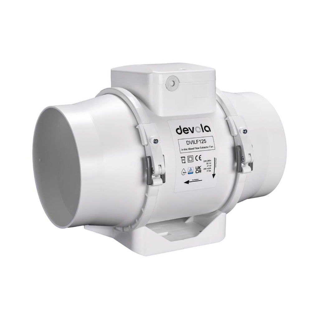 Devola 125mm In-Line Mixed Flow Extractor Fan - DVILF125