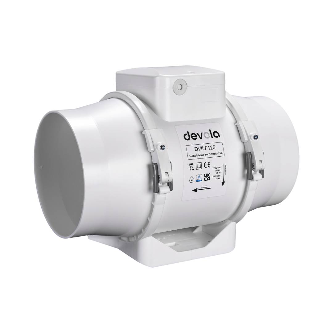 Devola 125mm In-Line Mixed Flow Extractor Fan - DVILF125