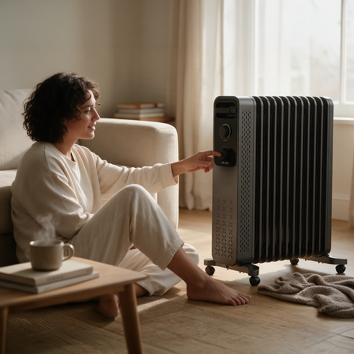 Devola 2500W Oil Filled Radiator with Mechanical Thermostat, Anthracite - DVOFRM2500B