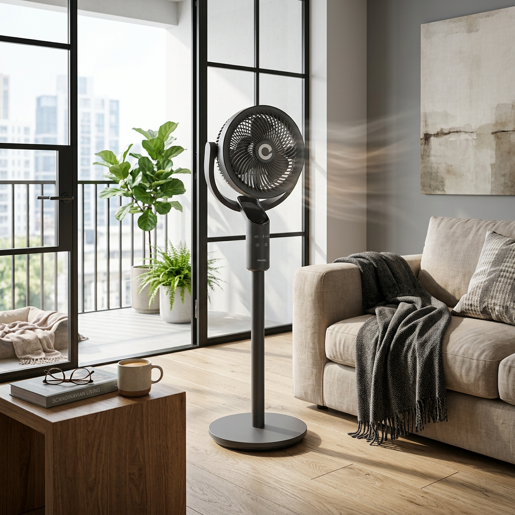 Devola Platinum Low Noise 8 Inch Pedestal Air Circulator, Grey - DVPF8DCB
