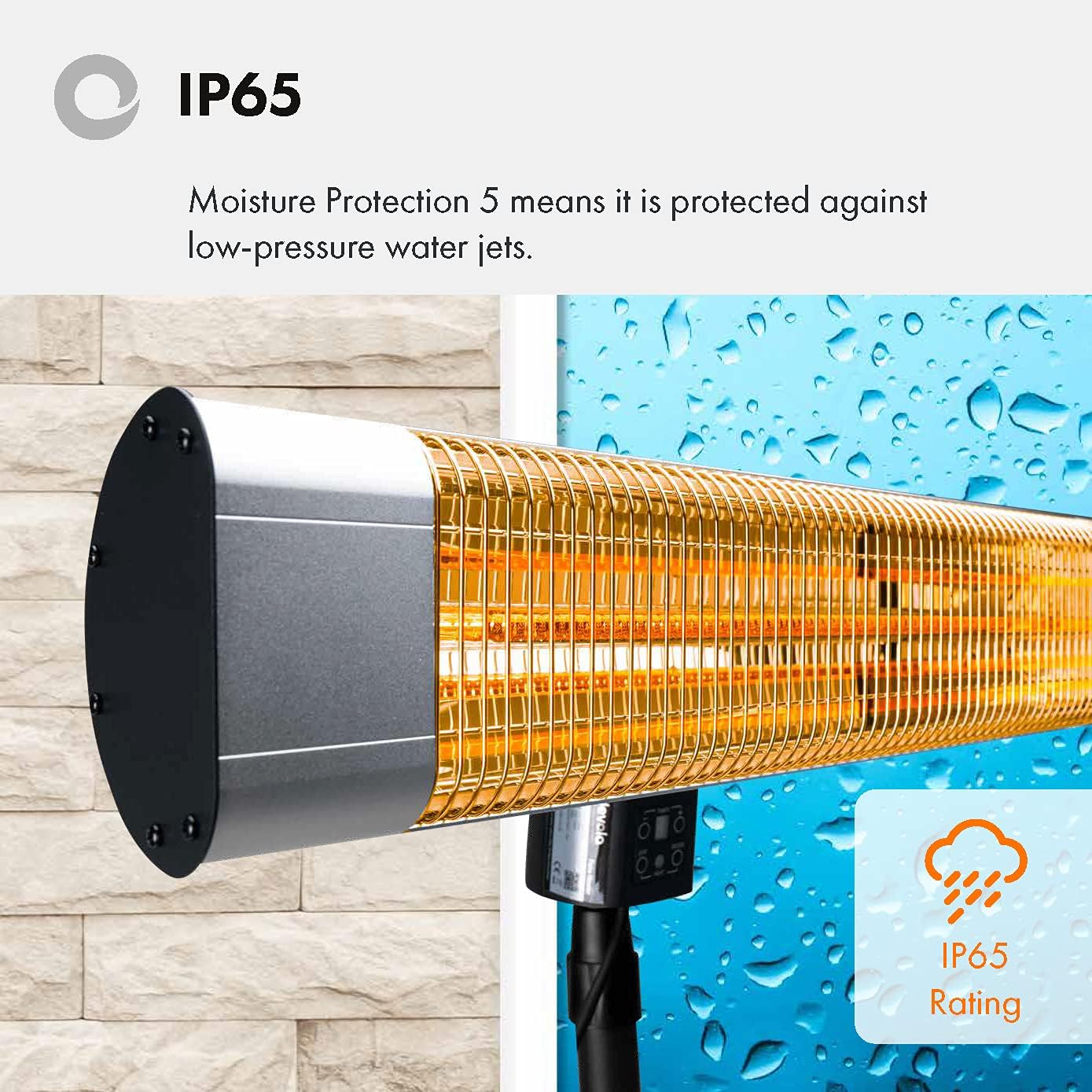Devola Platinum 1.8kW Stand Mounted Patio Heater with Remote Control IP65 - Silver - DVPH18PSMSL