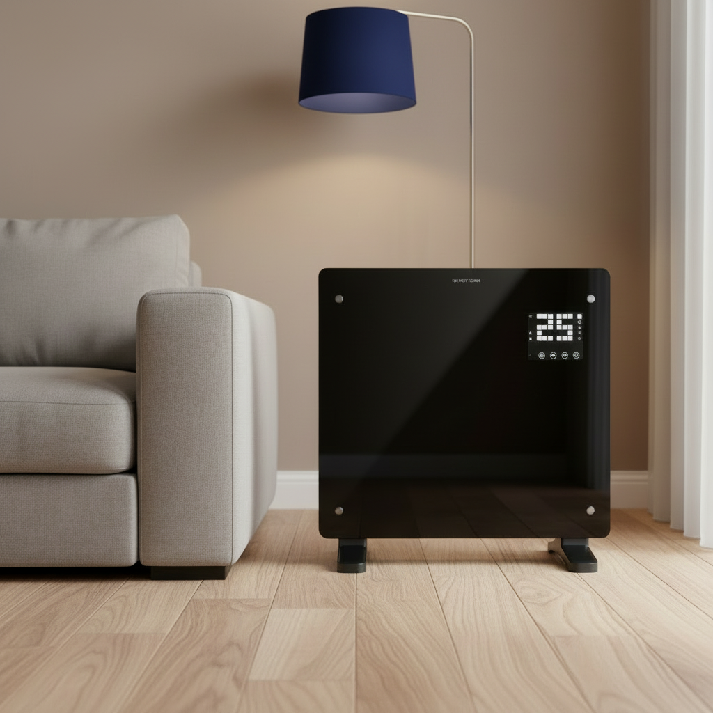 Devola 1000W Glass Panel Heater with Wifi app - Black - DVPW1000B