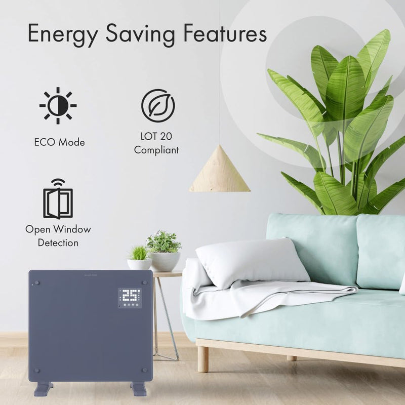 Devola 1000W Glass Panel Heater with Wifi app - Grey - DVPW1000G, Image 7 of 10