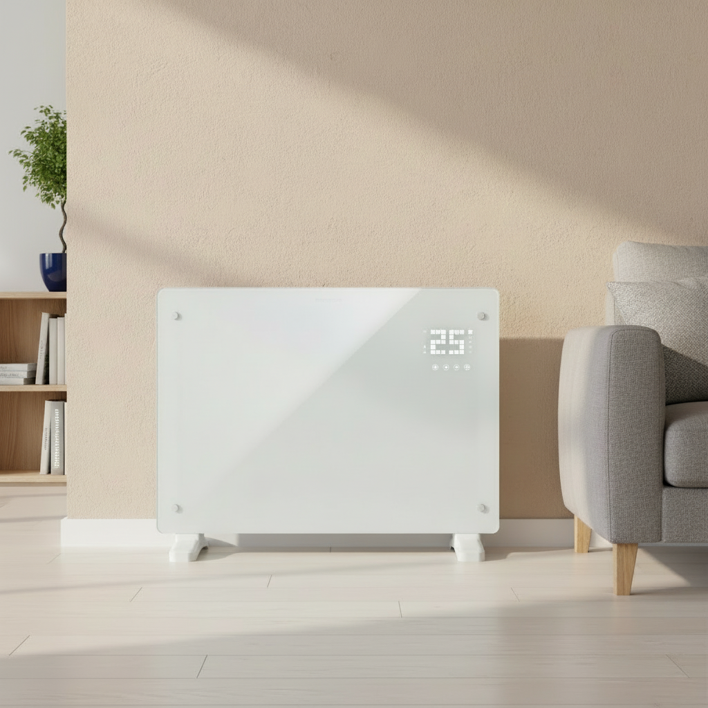 Devola Designer 1.5kW Smart Glass Panel Heater with Timer White - DVPW1500WH