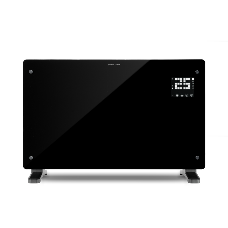 Devola Designer 2kW Smart Glass Panel Heater with Timer Black - DVPW2000B, Image 1 of 10