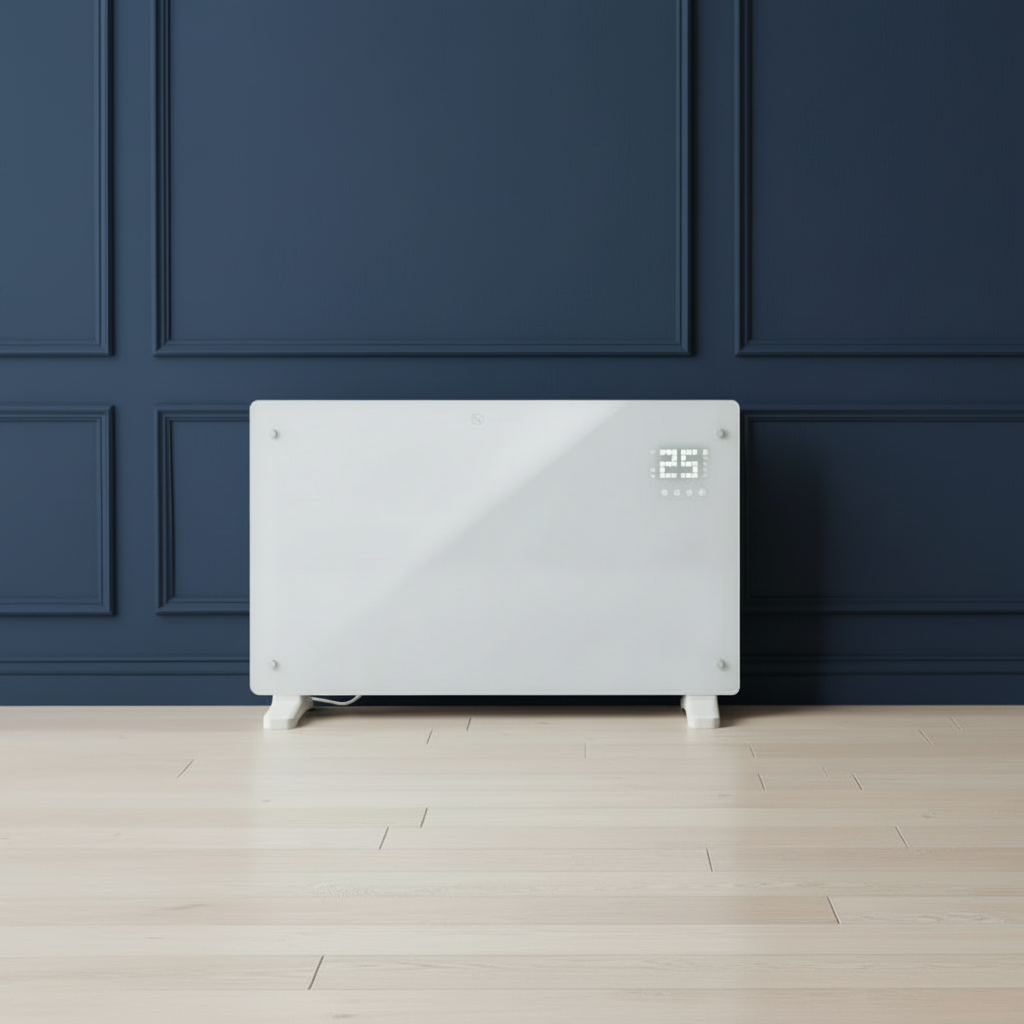 Devola Designer 2kW Smart Glass Panel Heater with Timer White -  DVPW2000WH