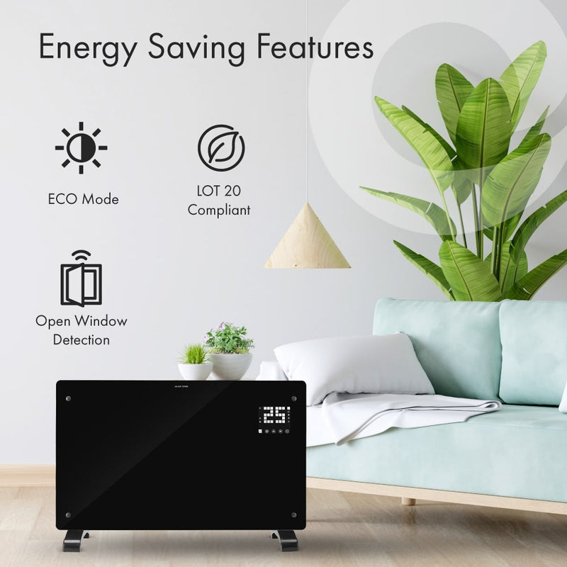 Devola Designer 2.5kW Smart Glass Panel Heater with Timer Black - DVPW2500B, Image 10 of 10