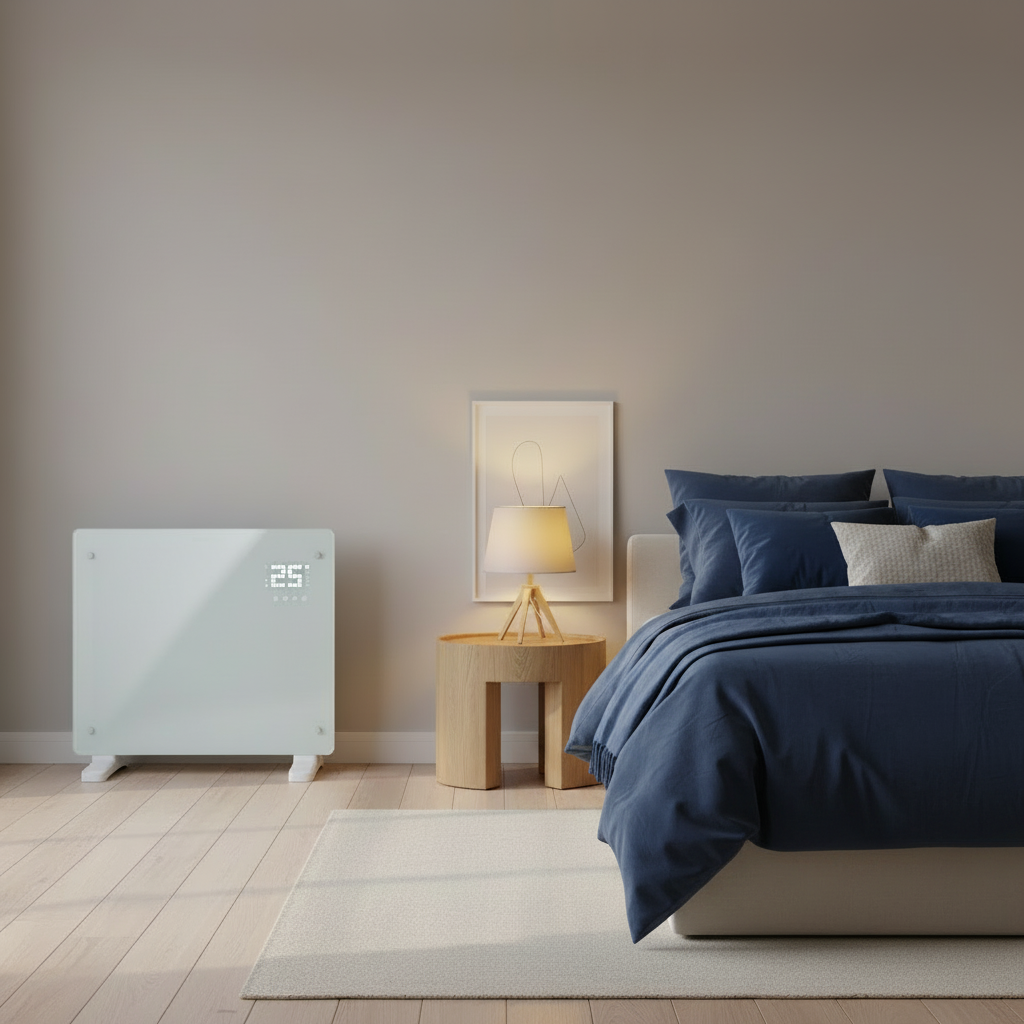 Devola Designer 0.5kW Smart Glass Panel Heater with Timer White - DVPW500WH
