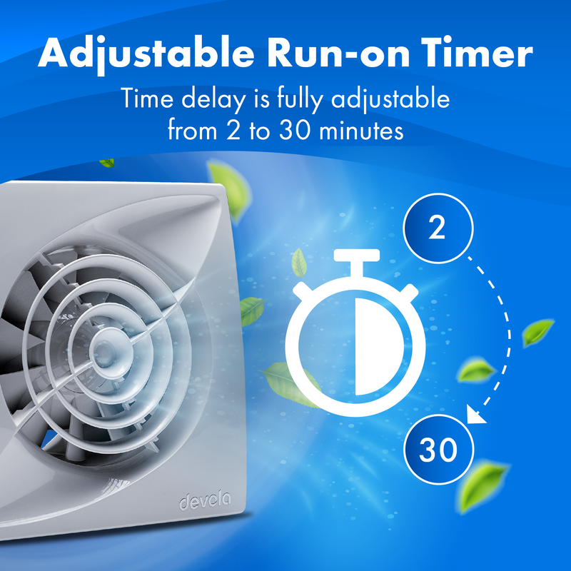 Devola 150mm Quiet Mixed Flow Bathroom Extractor Fan with Timer - DVQF150T, Image 4 of 9