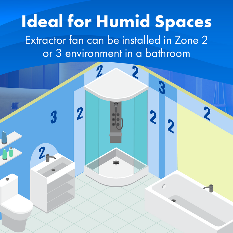 Devola 150mm Quiet Mixed Flow Bathroom Extractor Fan - DVQF150, Image 6 of 9