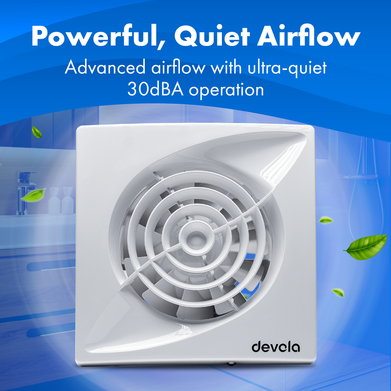 Devola 150mm Quiet Mixed Flow Bathroom Extractor Fan - DVQF150, Image 7 of 9