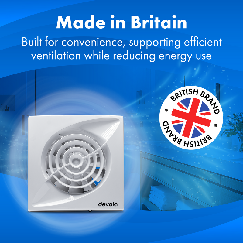 Devola 150mm Quiet Mixed Flow Bathroom Extractor Fan - DVQF150, Image 9 of 9