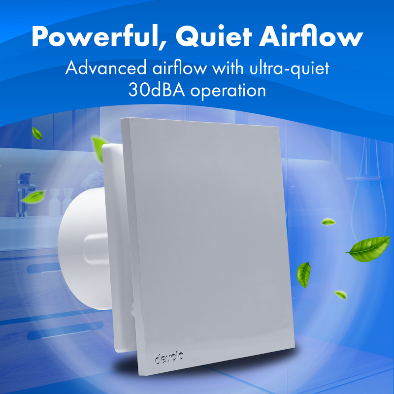 Devola 100mm Quiet Mixed Flow Tile Bathroom Extractor Fan with Timer - DVQTF100T, Image 6 of 10
