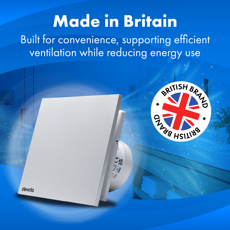 Devola 100mm Quiet Mixed Flow Tile Bathroom Extractor Fan with Timer - DVQTF100T, Image 9 of 10