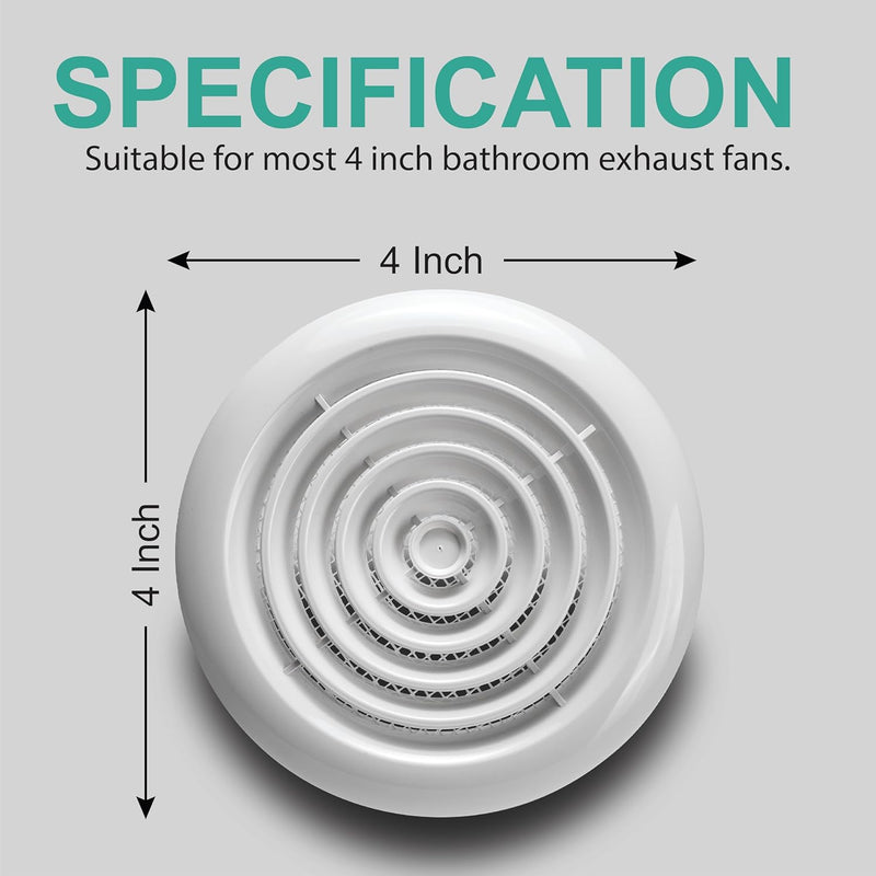 Devola 100mm Circular Diffuser Grille, White - DVRG100W, Image 3 of 7