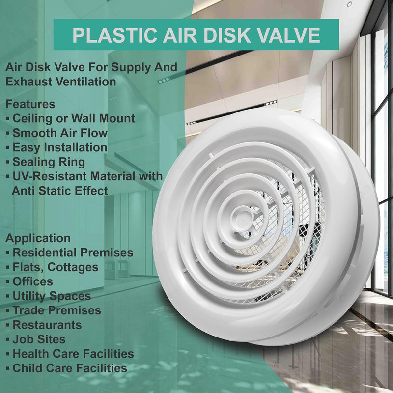 Devola 100mm Circular Diffuser Grille, White - DVRG100W, Image 4 of 7
