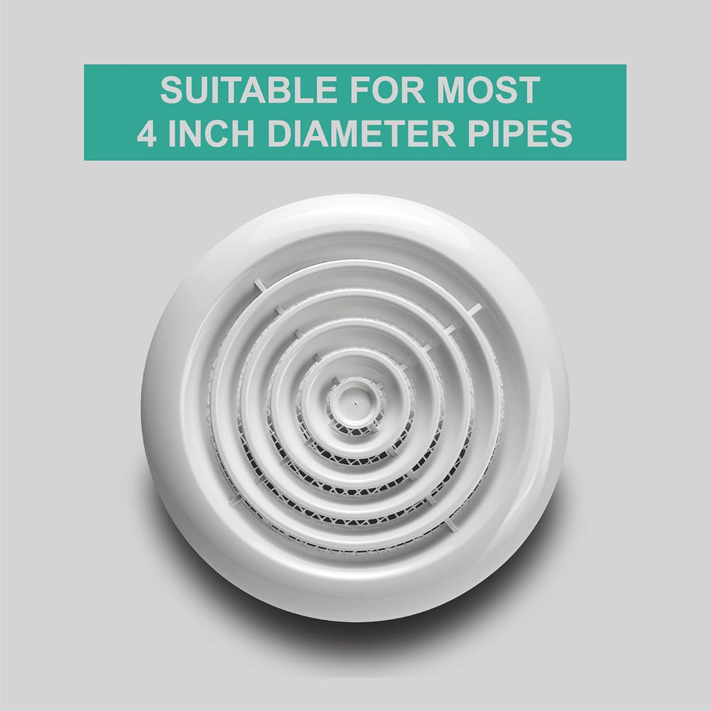 Devola 100mm Circular Diffuser Grille, White - DVRG100W