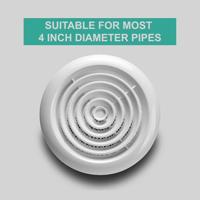 Devola 100mm Circular Diffuser Grille, White - DVRG100W, Image 5 of 7