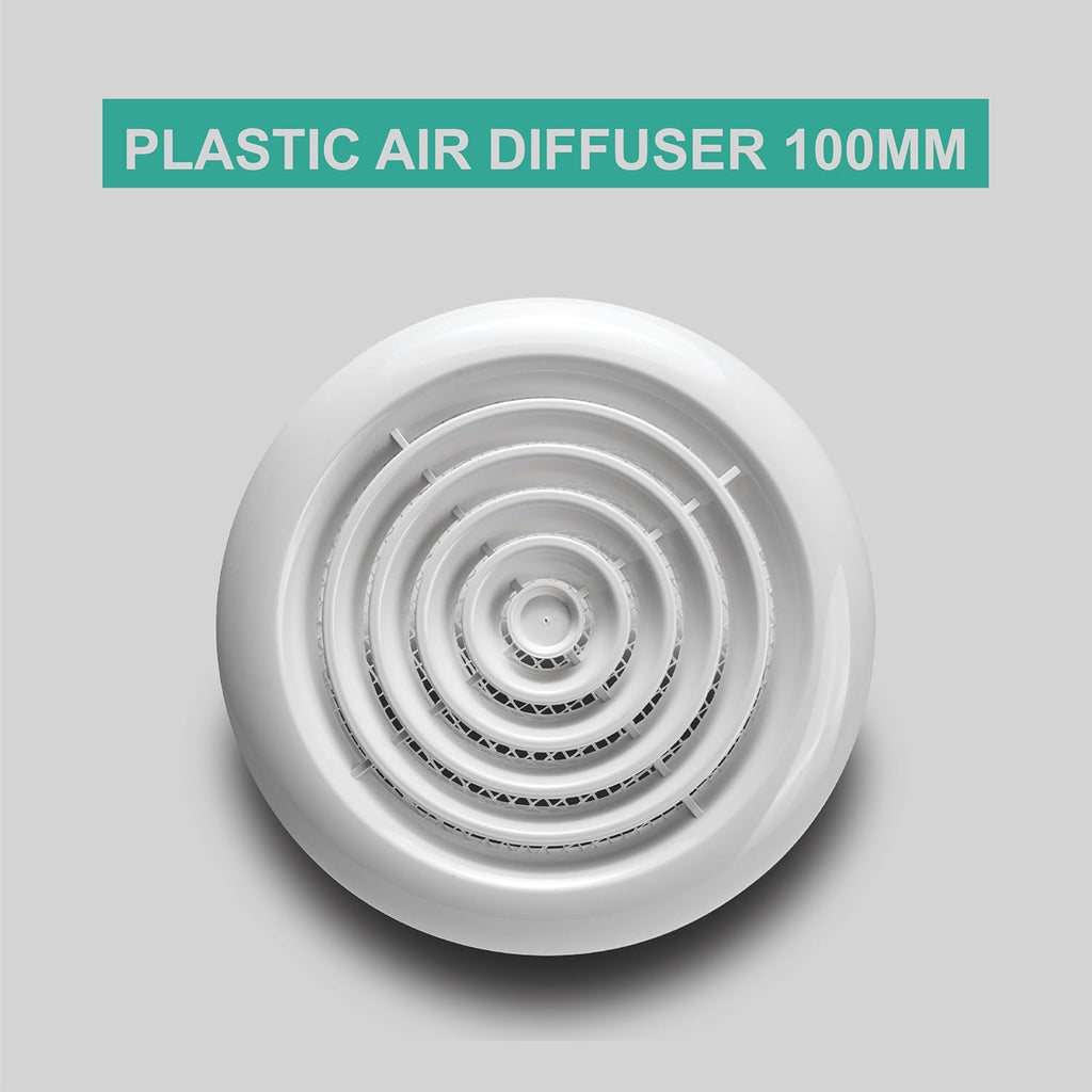Devola 100mm Circular Diffuser Grille, White - DVRG100W