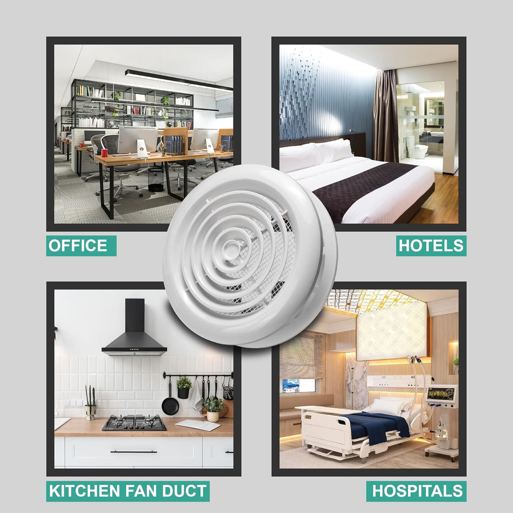 Devola 100mm Circular Diffuser Grille, White - DVRG100W