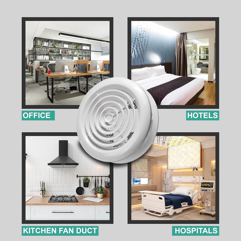 Devola 100mm Circular Diffuser Grille, White - DVRG100W, Image 7 of 7