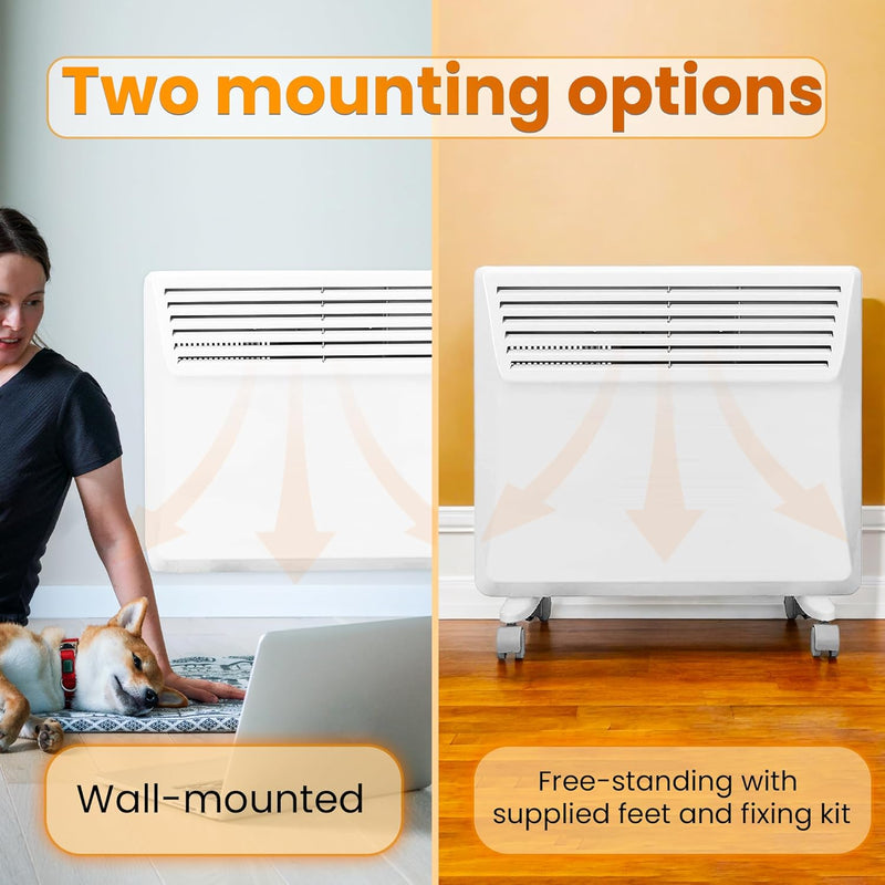 Devola-B 1250W Panel Heater with 7 Day Timer IP24 - White - DVS1250W, Image 2 of 7