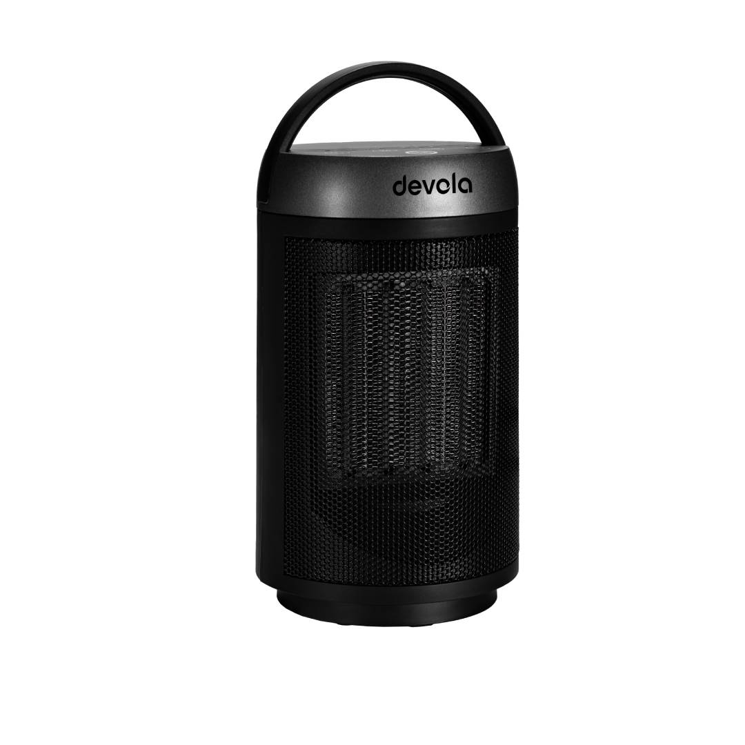 Devola 1500W Portable Ceramic Fan Heater, Black & Silver - DVSFH15BS