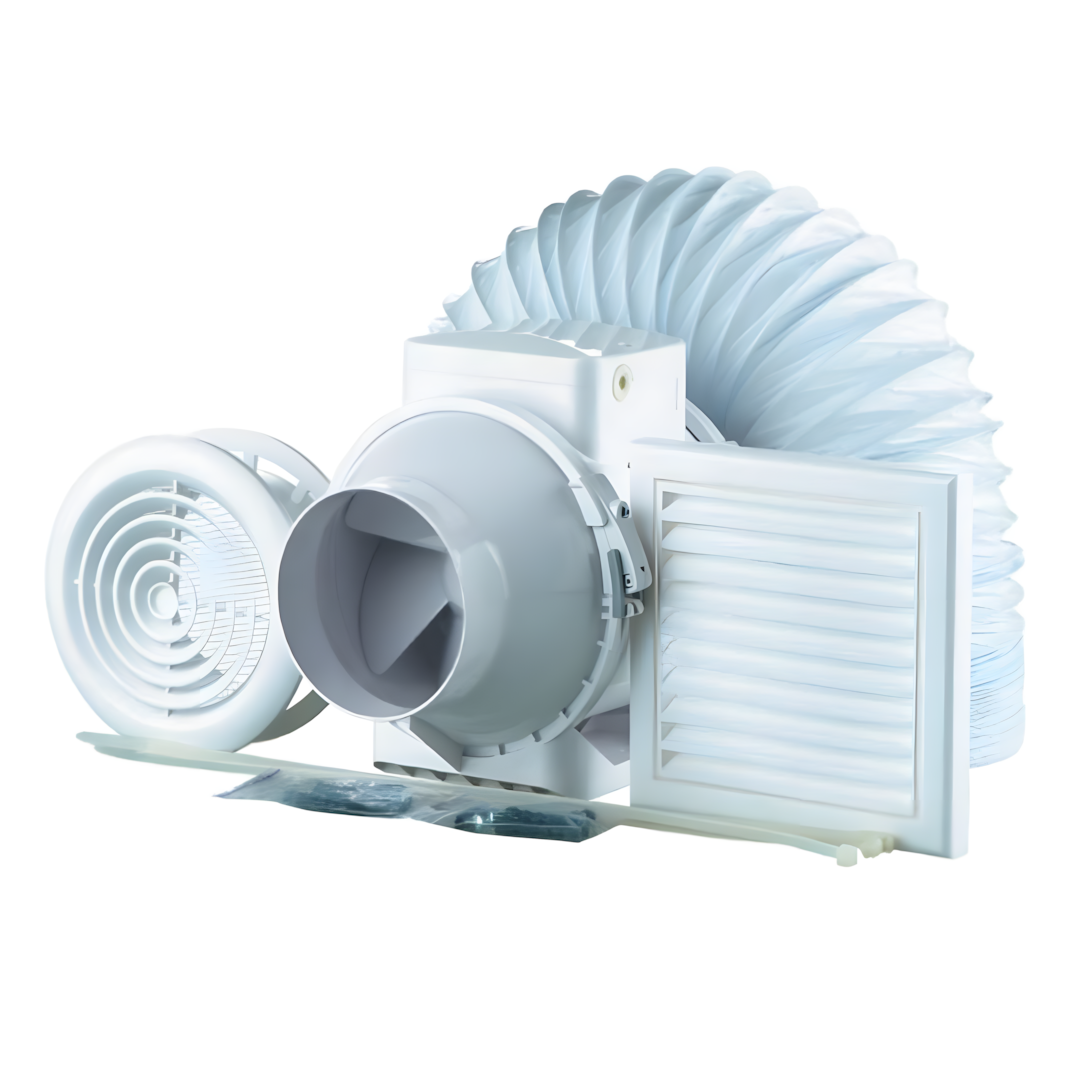 Bathroom Showerfan Kit 100mm DPR Grille 100mm Timer DVSFK100T