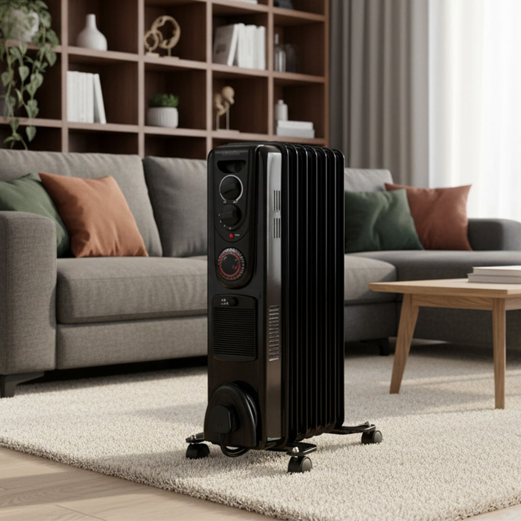 Devola 2000W Oil Filled Radiator (Black) - DVSOR7F20B