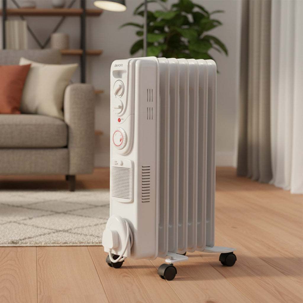 Devola 2000W Oil Filled Radiator (White) - DVSOR7F20W