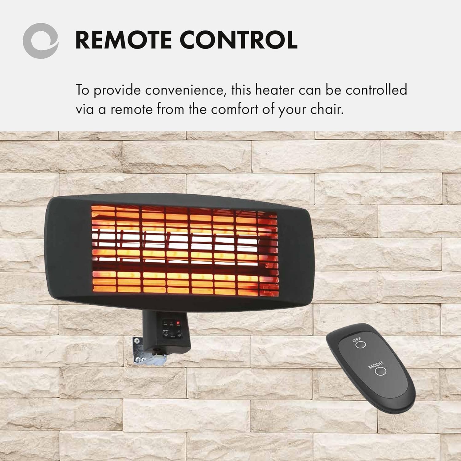Devola Core 2kW Wall Mounted Patio Heater Square with Remote - DVSPH20WMB