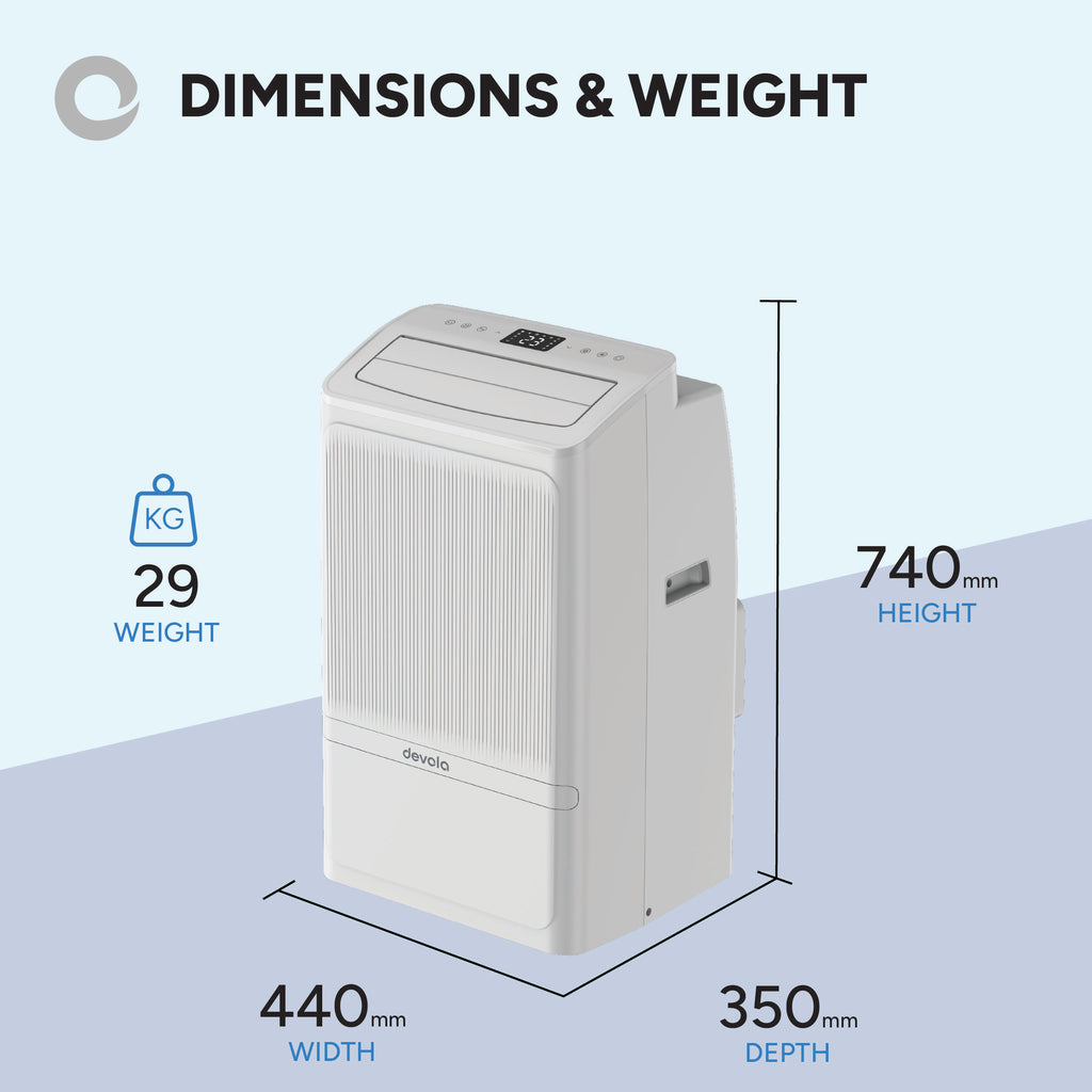Devola Portable Air Conditioner with Wi-Fi, Window kit & Window Curtain - 14000 BTU - Cooling - White - DVAC14K